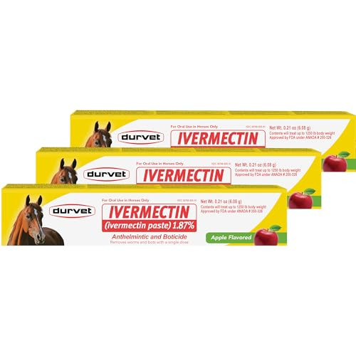Durvet Ivermectin Paste Dewormer Dose 1.87%Apple Flavored 6.08G 3 Count