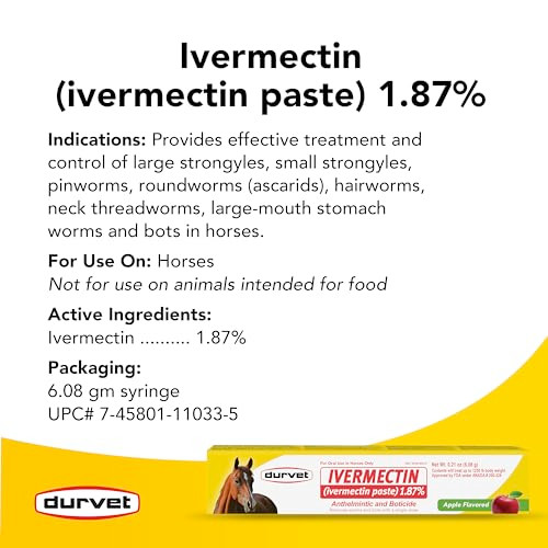 Durvet Ivermectin Paste Dewormer Dose 1.87%Apple Flavored 6.08G 3 Count