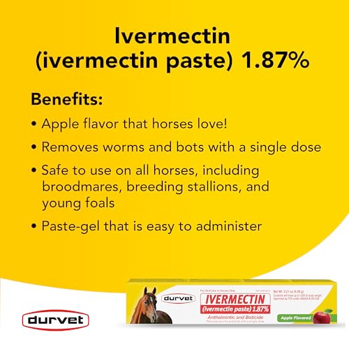 Durvet Ivermectin Paste Dewormer Dose 1.87%Apple Flavored 6.08G 3 Count