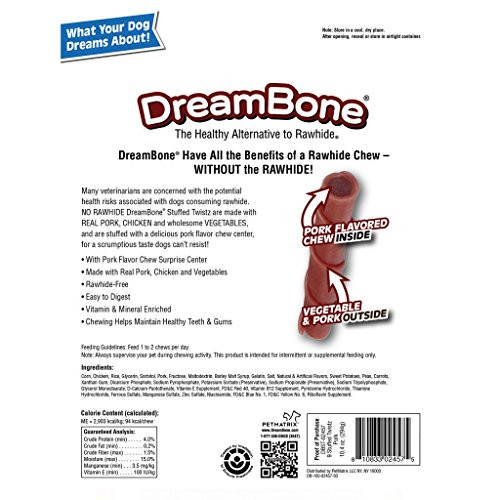Dreambone Dbst02457 Pork Stuffed Twist Pet Chew Treats (9 Pack) One Size 9 Pack