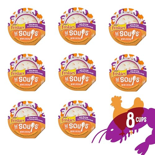 Friskies Purina Friskies Grain Lickable Cat Food Toppers Lil' Soups With 1.2 Oz Pack Of 8
