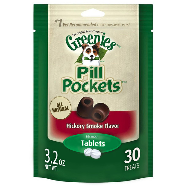 Greenies Pill Pockets Treats For Dogs Hickory Smoke Tablet Size (Pack Of 30 Count