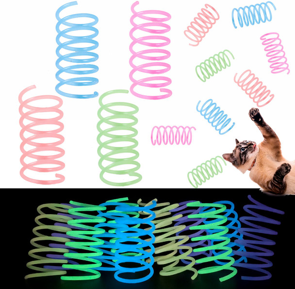 Fashion's Talk 12Pcs GlowInTheDark Springs Cat Toys For Indoor CatsJelly Color Interactive Play
