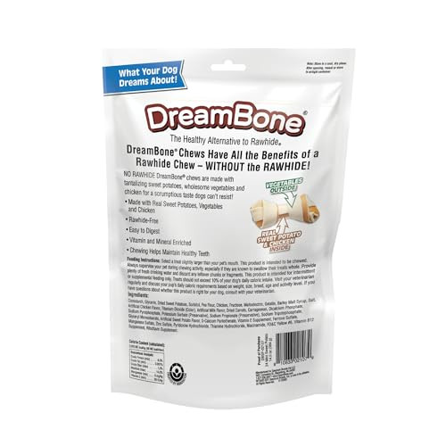 Dreambone Mini Chews With Real Sweet Potato RawhideFree Chews For Dogs Pack 24 Count