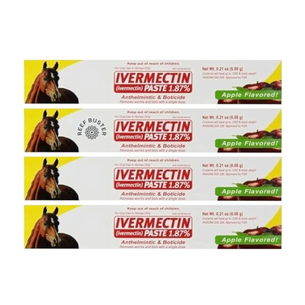 Durvet Ivermectin Paste Tubes (4Pack) Bundled Sticker Included White 6.08G 4Pack