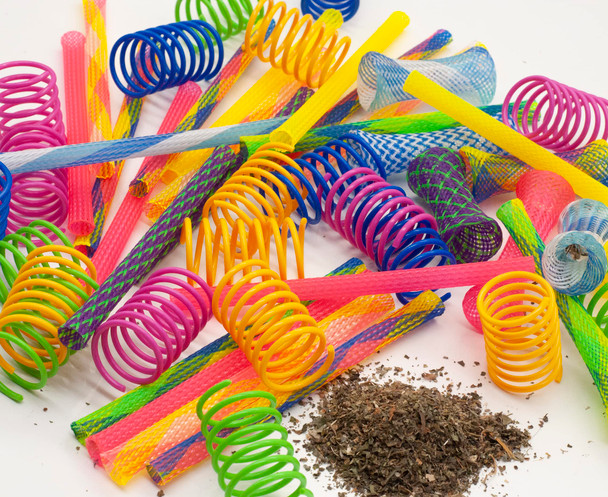 Fashion's Talk 49Pcs Cat Spring Toy For Kitten Catnip Bag Mesh Tubes Spring