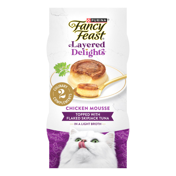 Fancy Feast Purina Fancy Feast Layered Delights Chicken Mousse Topped With Flaked Skipjack 1.96 Oz Pack Of 8