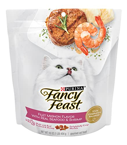 Fancy Feast Purina Dry Cat Food Filet Mignon Flavor With Real Seafood & 16 Oz Pack Of 1