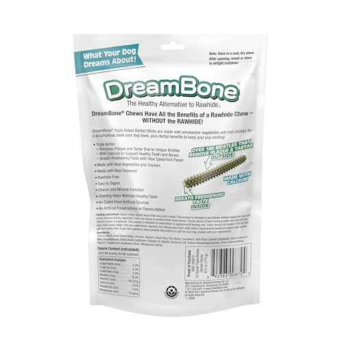 Dreambone Triple Action Dental Sticks Kelp RawhideFree Chews For Small And Medium 10 Count