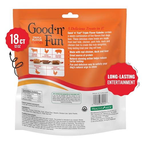Good 'n' Fun Good'n'fun Triple Flavored Rawhide Kabobs For Dogs (3 Pack 12 Oz 3 Pack