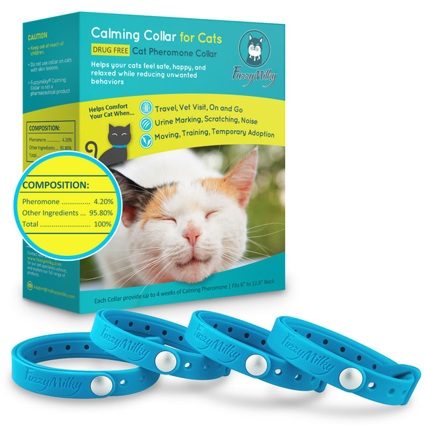 Fuzzymilky Calming Collar For Cats Cat Collar Infused With Synthetic Pheromones Cat