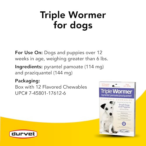 Durvet 12Pack Triple Wormer Tablets For Puppies And Small Dogs 12Pack