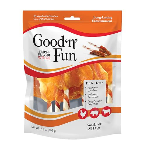 Good 'n' Fun Triple Flavor Wings Chews For All Dogs Treat Your Dog To 12 Ounces Pack Of 2
