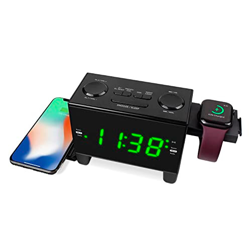 Hannlomax Hx204Wi Alarm Clock Radio With Wireless Charging Pad And Dual Usb