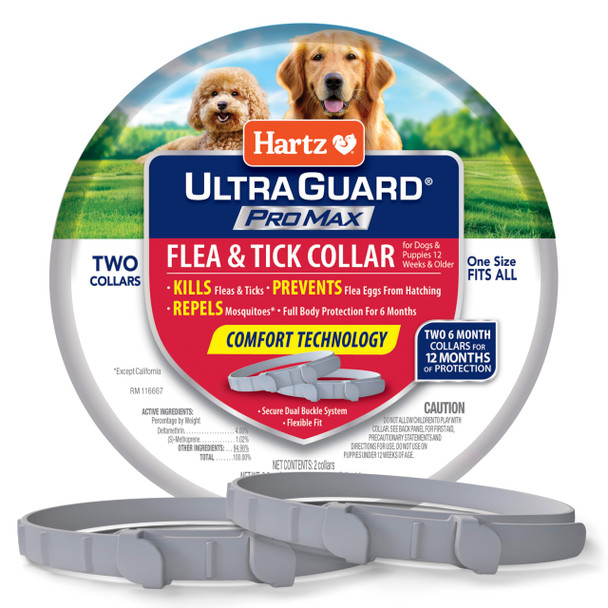 Hartz Ultraguard Promax Flea & Tick Collar For Dogs I 12 Months 2 Pack