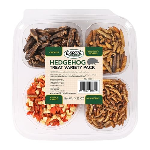 Exotic Nutrition Hedgehog Treat Variety Pack Healthy Natural Treat Sampler Mealworms Black Soldier Variety Pack
