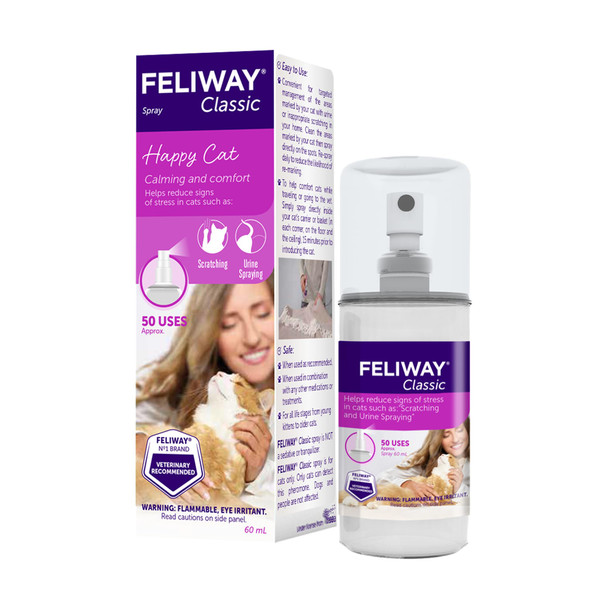 Feliway Classic Cat Calming Spray Comforts Cats At Home And On The 60Ml