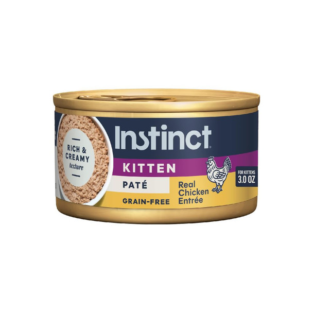 Instinct Pate Kitten Entrees Wet Canned Cat Food GrainFree Real Chicken 3 Oz Pack Of 24