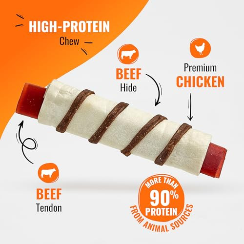 Good 'n' Fun Triple Flavor Wraps With Beef Tendon Chews HighProtein Dog Treat For 8 Count