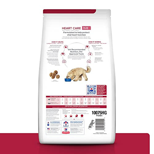 Hill's Prescription Diet H/D Heart Care Dry Dog Food Chicken . Bag 17.6 Lb