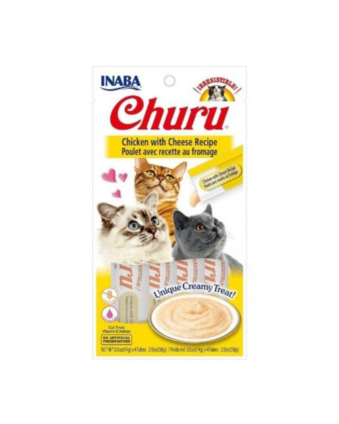 Inaba Churu Lickable Pur'e Natural Cat Treats (Chicken With Cheese Recipe 4