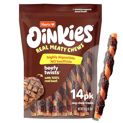 Hartz Oinkies Beefy Twists With 100% Real Beef Flavorful BeefhideFree Natural Dog 14 Count