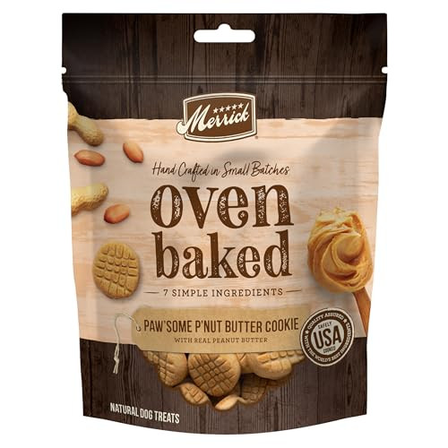 Merrick Oven Baked Dog Treats Natural Cookies For Dogs Paw'some P'nut Butter 11 Oz