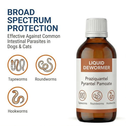 Mgz Liquid Dewormer For Cats And Dogs Praziquantel & Pyrantel Pamoate Targets 3.4 Fl Oz 625 Lbs