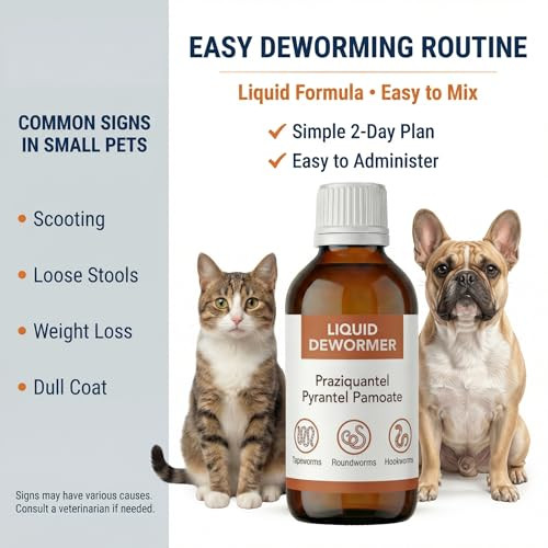 Mgz Liquid Dewormer For Cats And Dogs Praziquantel & Pyrantel Pamoate Targets 3.4 Fl Oz 625 Lbs