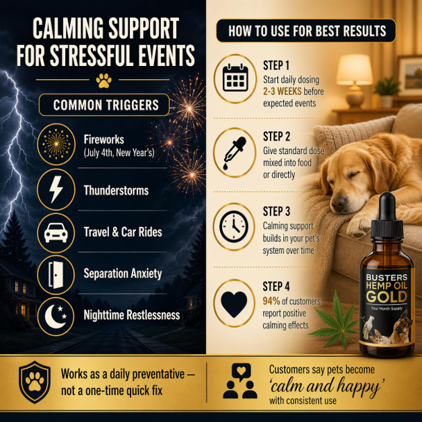 K2Xlabs Buster's Gold Organic Hemp Oil For Dogs And Cats 2 Large 60Ml 2Pack