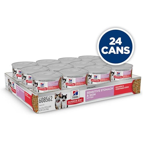 Hill's Science Diet Kitten Sensitive Stomach & Skin Wet Cat Food Salmon & Vegetable 2.8 Oz 24Pack