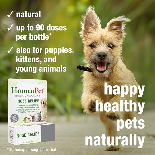Homeopet Nose Relief Safe And Natural Sinus Supplement For Cats Dogs And 15 Milliliters