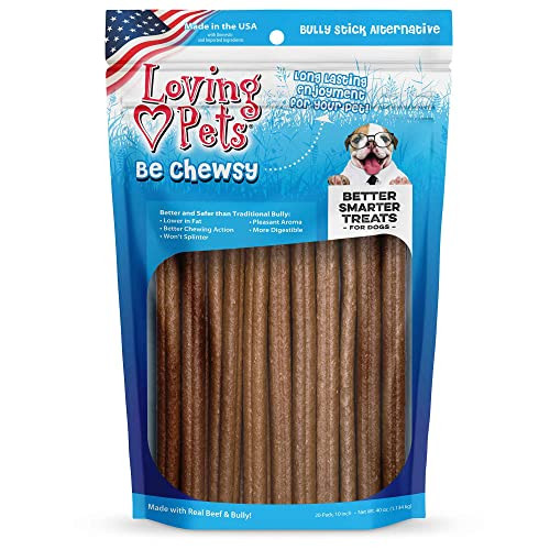 Loving Pets Be Chewsy Dog Treat 20 Pack 10" Bully Stick Alternative Chews 20 Pack