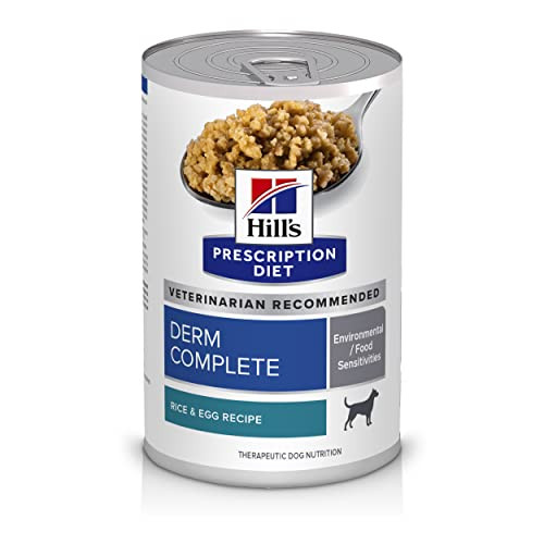 Hill's Prescription Diet Derm Complete Environmental/Food Sensitivities Wet Dog Food Rice & Egg 13 Oz 12Pack