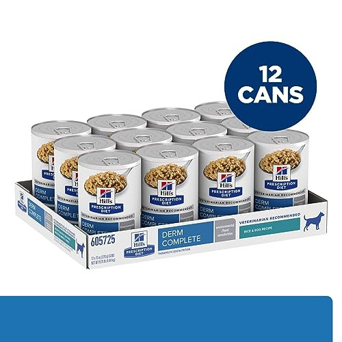 Hill's Prescription Diet Derm Complete Environmental/Food Sensitivities Wet Dog Food Rice & Egg 13 Oz 12Pack