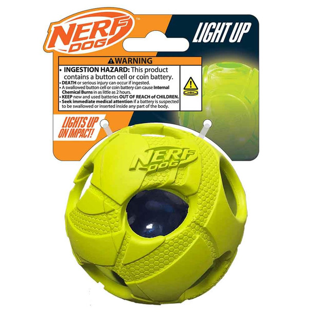 Nerf Dog Bash Ball Dog Toy With Interactive Led Lightweight Durable And Water 3.5 Inches