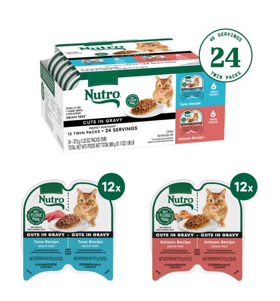 Nutro Wet Cat Food Pate Multipack: Salmon Recipe & Chicken Recipe 2.64 Oz 12 Count