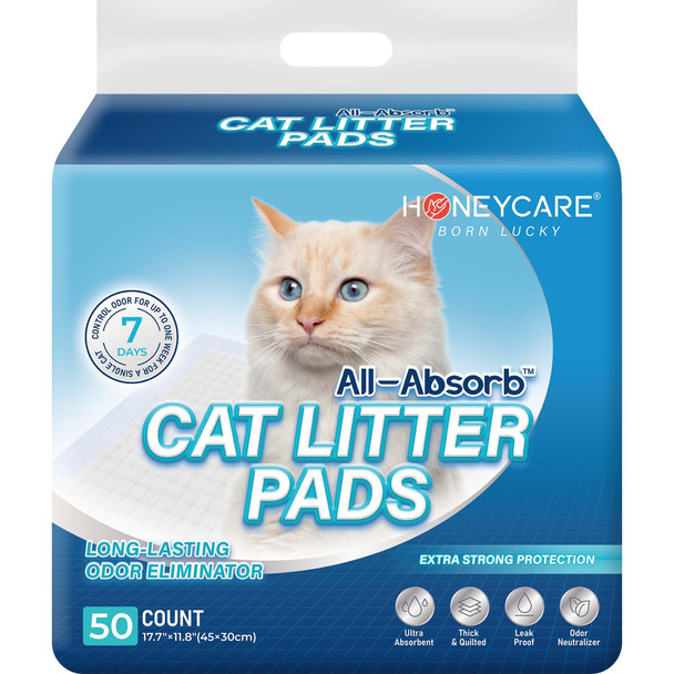 Honey Care AllAbsorb Cat Litter Pad Refills For Litter Box 17.7X11.8 50 Count