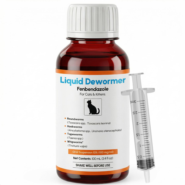 Morvequa Dewormer For Cats & Kittens Fenbendazole Liquid Broad Spectrum Suspension Easy 3Ml