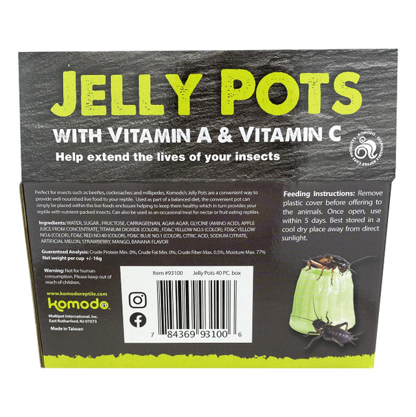 Komodo Jelly Pots Mixed Fruit Flavor Insect Food 16G 40 Count