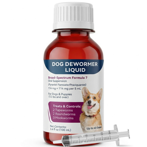 Morvequa Liquid Dog Dewormer For Dogs & Puppies Formula 7 Pyrantel Pamoate 3Ml