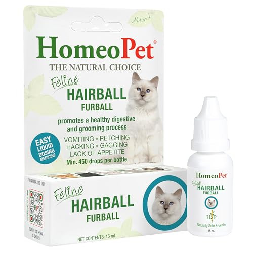 Homeopet Feline Hairball Furball Safe And Natural Furball Supplement For Cats Cat 15 Milliliters