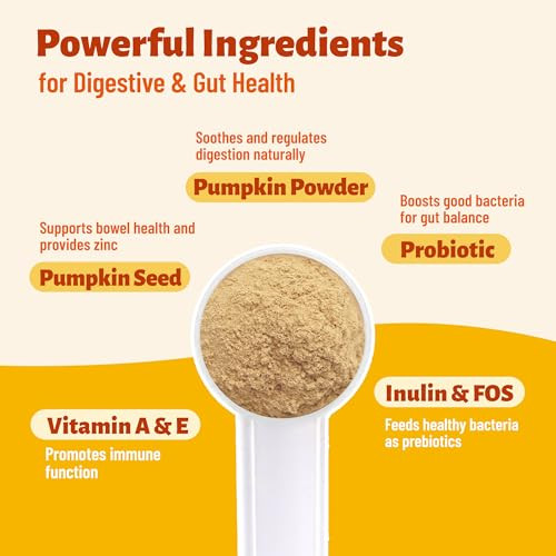Multibites Pumpkin Powder For Dogs & Cats Digestive Supplement With Probiotics Prebiotics 3.88 Oz