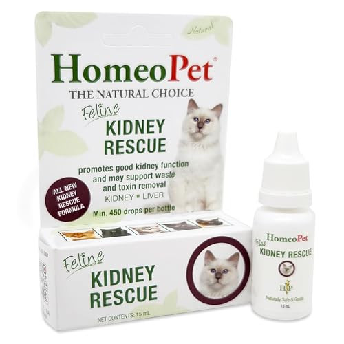Homeopet Feline Kidney Rescue Safe And Natural Renal Supplement For Cats And 15 Milliliters