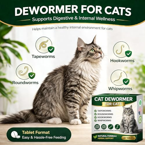 Ollistart Dewormer For Cats Broad Spectrum Dewormers For Cats And Kittens Cat 48 Tablets