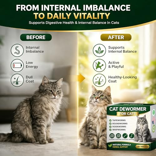 Ollistart Dewormer For Cats Broad Spectrum Dewormers For Cats And Kittens Cat 48 Tablets