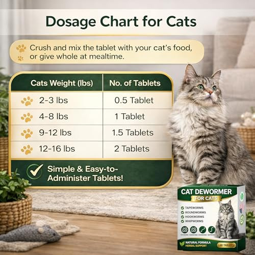 Ollistart Dewormer For Cats Broad Spectrum Dewormers For Cats And Kittens Cat 48 Tablets