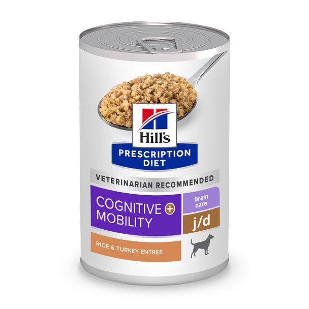 Hill's Prescription Diet Brain Care + J/D Joint Care Wet Dog Food Rice & 13 Oz 12Pack
