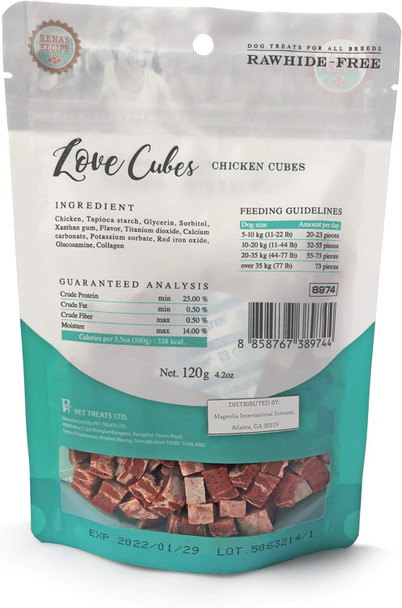 Rena's Recipe Love Cubes (4.2 oz) (pack of 3) Rawhide- cage- chicken cubes