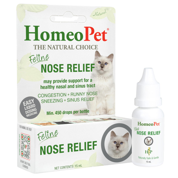 Homeopet Feline Nose Relief Safe And Natural Nasal And Sinus Supplement For 15 Milliliters